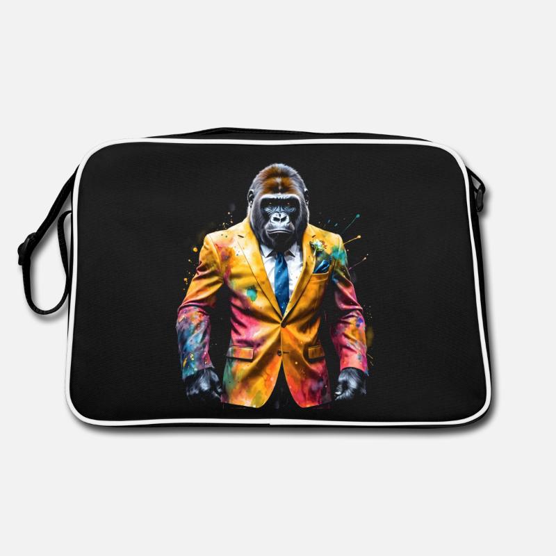 Gorilla Anzug Affe Bunt Tier Design Print Retro Tasche