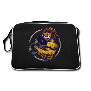 Musculation musculaire musculation lion avec haltères - Sac Retro - noir/blanc - Dos