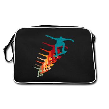 Skateboard Ollie Skater Retro Vintage - Retro Tasche - Schwarz/Weiß - Hinten