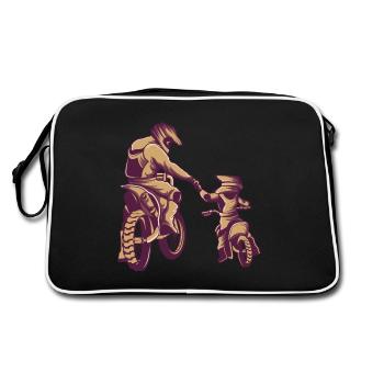 Motocross dirt bike papa et fils moto - Sac Retro - noir/blanc - Dos
