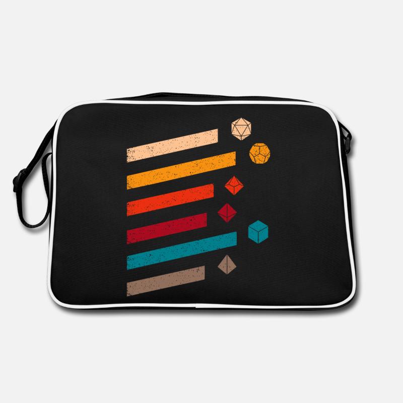 Vintage Polyhedral D20 Würfel Set Nerdy Minimalist - Retro Tasche - Schwarz/Weiß