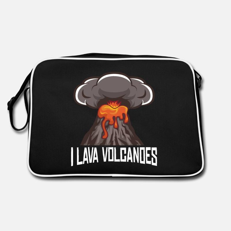 Vulkan Ausbruch Lava - Retro Tasche - Schwarz/Weiß