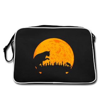 Schachspiel Katze Maus Schachbrett Schachfiguren - Retro Tasche - Schwarz/Weiß - Hinten