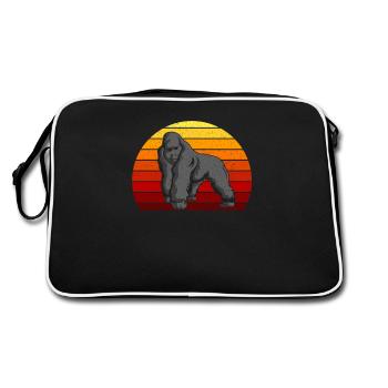 Singe gorille rétro des années 70 et 80 à dos argenté - Sac Retro - noir/blanc - Dos