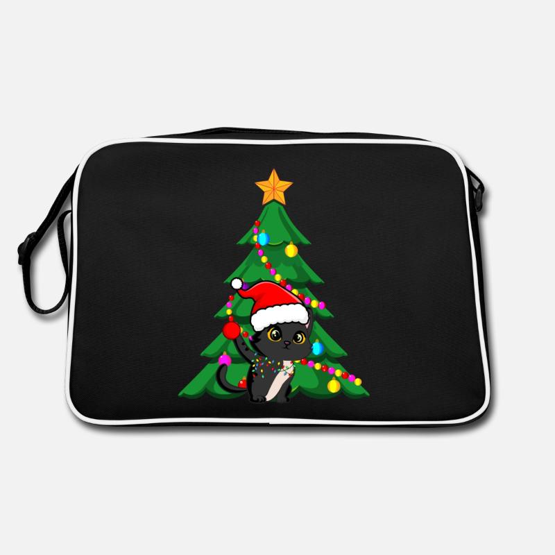 Christmas Xmas black cat Retro Bag
