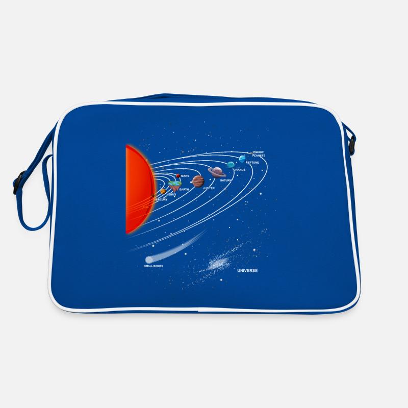 Flache Erde Flat Earth Solarsystem Retro Tasche
