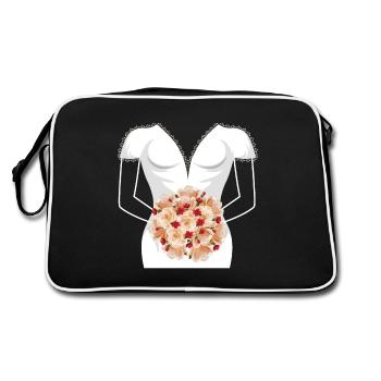 Conception de douche nuptiale de robe de mariée pour la mariée - Sac Retro - noir/blanc - Dos