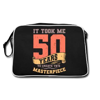 Geschenk zum 50. Geburtstagfür ein 50 Jahre altes - Retro Tasche - Schwarz/Weiß - Hinten