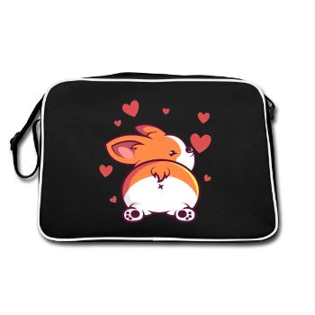 Welsh Corgi Cardigan for a Corgi holder - Retro Bag - black/white - Back