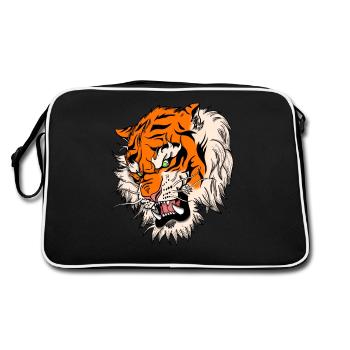 Cat Japanese Tiger Tattoo Design Drawing - Retro Bag - black/white - Back