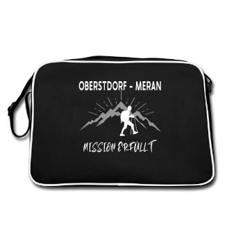 Fernwanderweg E5 Oberstdorf Meran Design - Retro Tasche - Schwarz/Weiß - Hinten