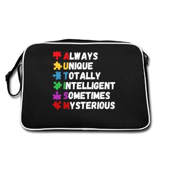 Autism Awareness - Retro Tasche - Schwarz/Weiß - Hinten