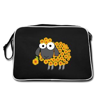 Conception de fleur de mouton pour un amoureux des moutons - Sac Retro - noir/blanc - Dos