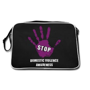 Stop domestic violence against women - Retro Bag - black/white - Back