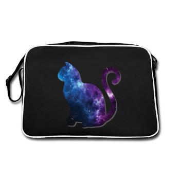 Katze Katzen Cat Kitty Hauskatze Katzenliebhaber - Retro Tasche - Schwarz/Weiß - Hinten