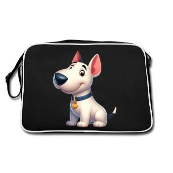 Bullterrier - Retro Tasche - Schwarz/Weiß - Hinten