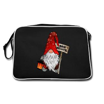 Back-Wichtel – Weihnachtsgnom für alle Backfans - Retro Tasche - Schwarz/Weiß - Hinten