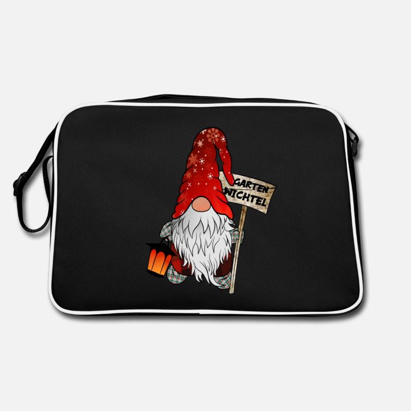 Garten Wichtel – Weihnachtsgnom - Retro Tasche - Schwarz/Weiß