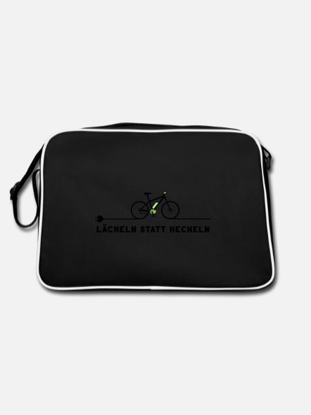 Ebike E-Bike Pedelec Geschenk Fahrrad eMTB - Retro Tasche - Schwarz/Weiß - Hinten