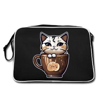 Cute Coffee Cat - Retro Bag - black/white - Back