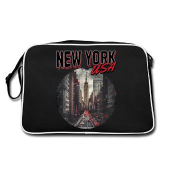 New York City NYC États-Unis Amérique Ville Skyline Rétro - Sac Retro - noir/blanc - Dos