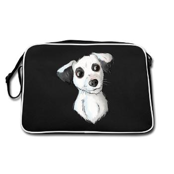 Jack Russell Pattern 6 - Retro Tasche - Schwarz/Weiß - Hinten