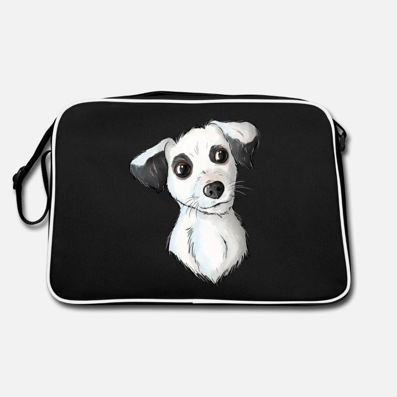 Jack Russell Pattern 6 - Retro Tasche - Schwarz/Weiß