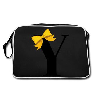 Letter y yellow bow - Retro Bag - black/white - Back