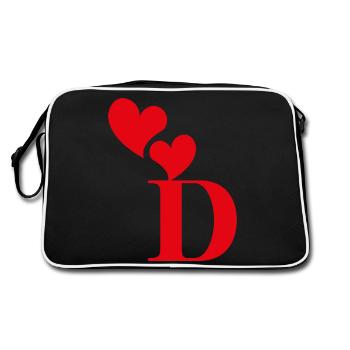 Lettre d cœur rouge - Sac Retro - noir/blanc - Dos