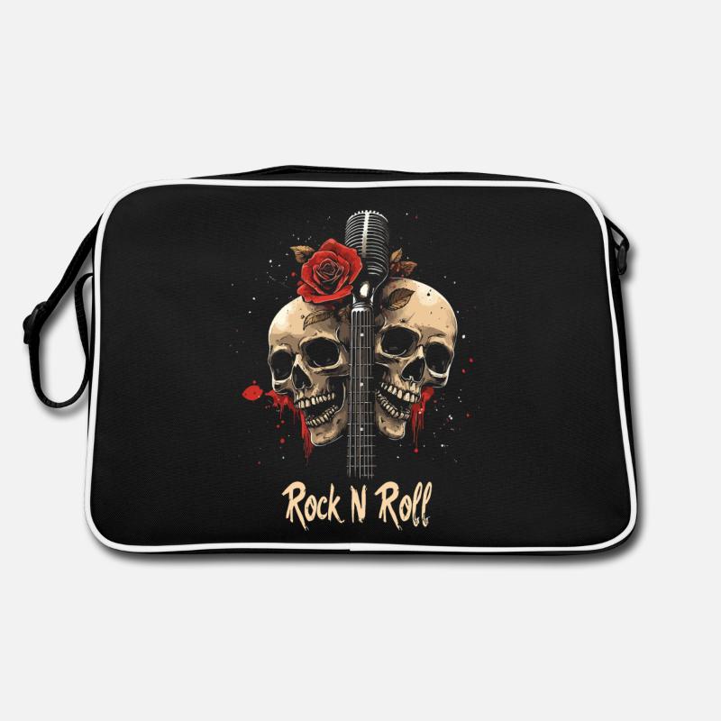 Rock N Roll Totenkopf E-Gitarre Rose Musik Rocker Retro Tasche