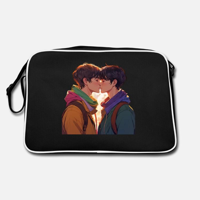 ##### Küssen ##### - Retro Tasche - Schwarz/Weiß