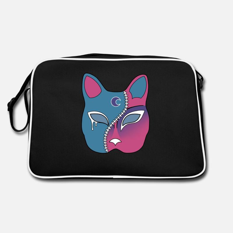 Zip Face Franken Neko Mask - Retro Bag - black/white