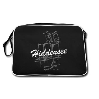 Hiddensee Ostsee Möwen Insel I love Hiddensee - Retro Tasche - Schwarz/Weiß - Hinten
