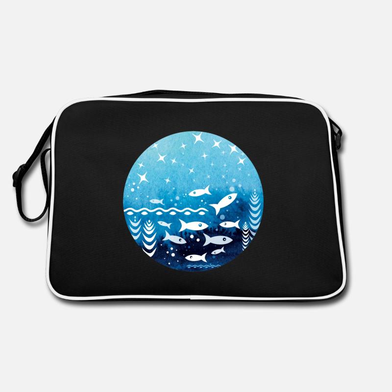Winter Fisch - Retro Tasche - Schwarz/Weiß