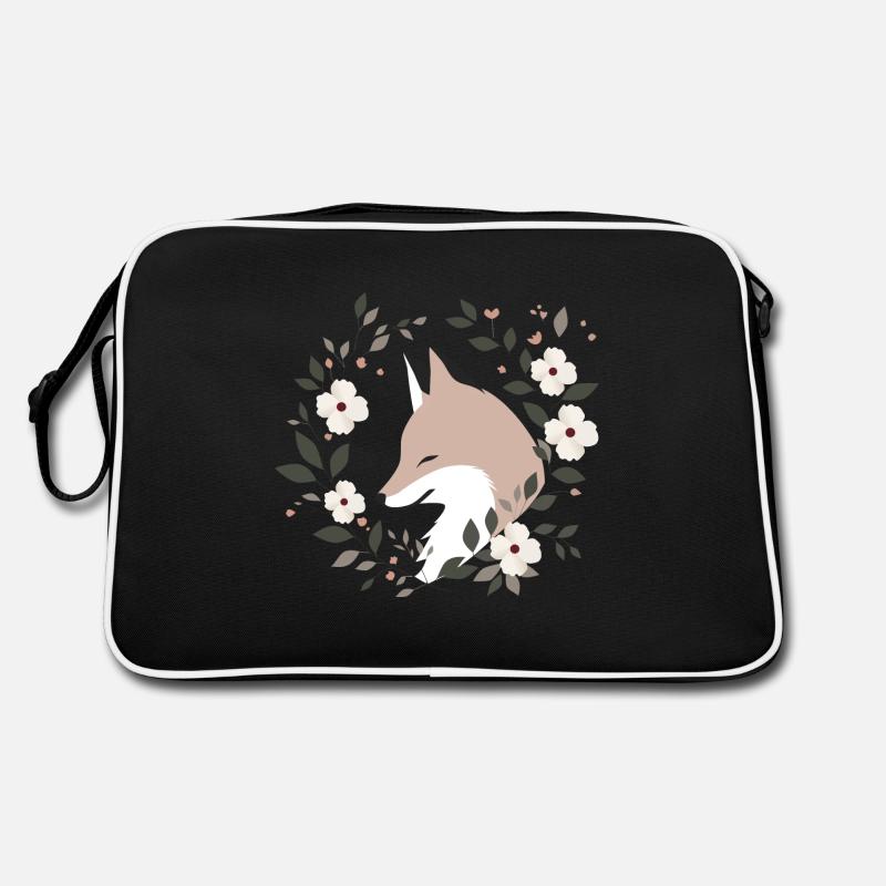 Fuchs mit Blumen Retro Tasche