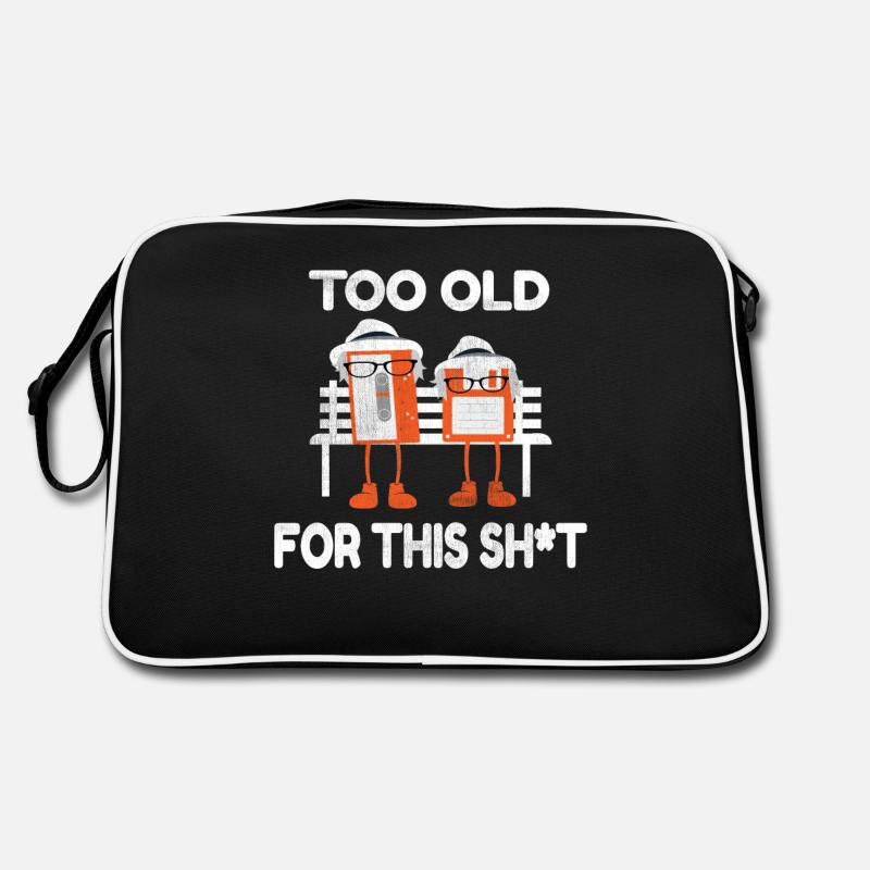 90s 90s Storage Media Floppy Disk Cassette On Bench - Retro Bag - black/white