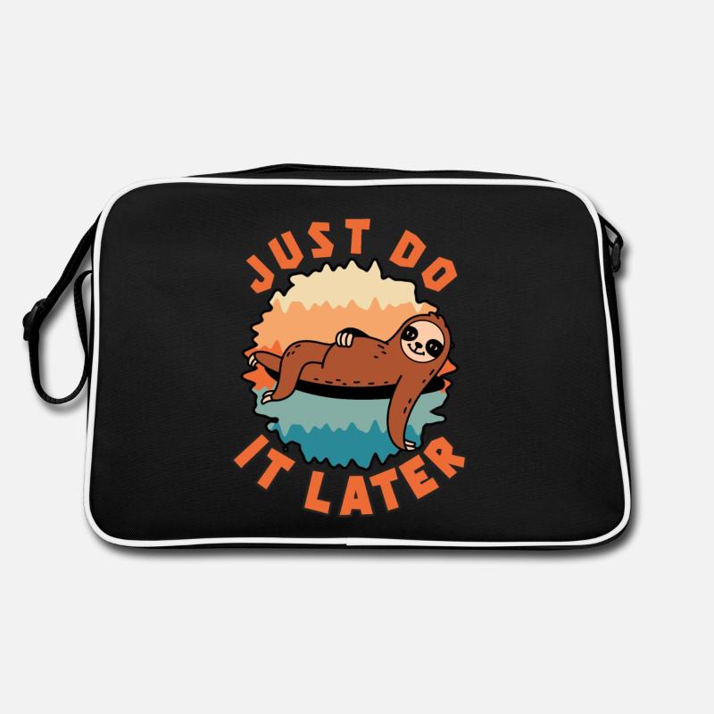 Just do it later Faultier - Retro Tasche - Schwarz/Weiß