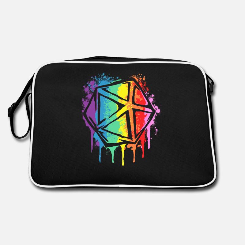 RPG Dice Tabletop Rollenspieler 20 Sided Die Rainbow Retro Tasche