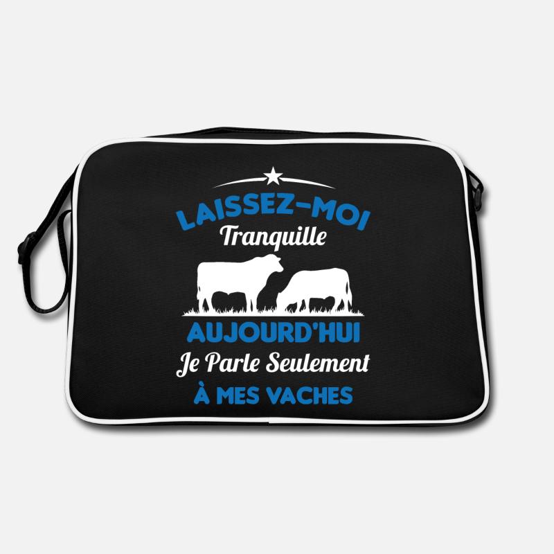 Je parle Seulement à Mes Vaches - Sac Retro - noir/blanc