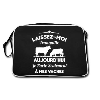 Je parle Seulement à Mes Vaches - Sac Retro - noir/blanc - Dos