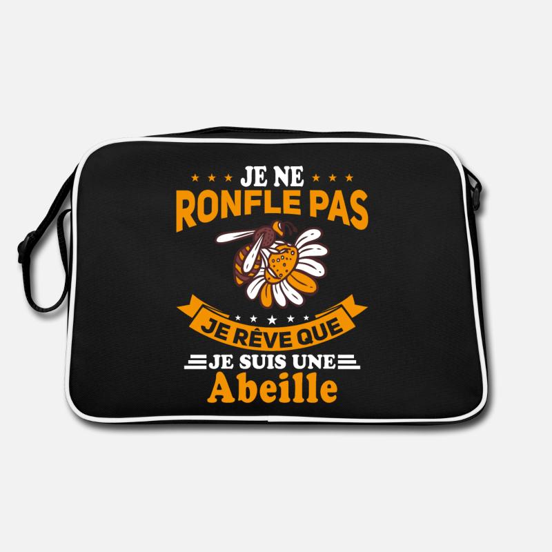Je ne Ronfle pas je rêve que je suis une Abeille - Sac Retro - noir/blanc