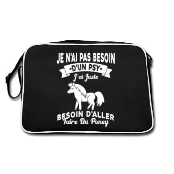 cadeau cheval poney besoin d'aller faire du poney - Sac Retro - noir/blanc - Dos