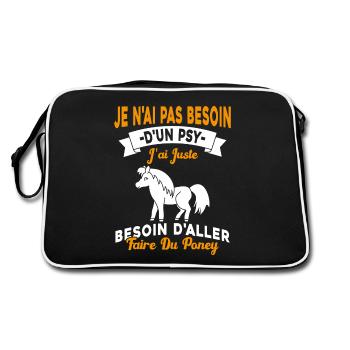 cadeau cheval poney besoin d'aller faire du poney - Sac Retro - noir/blanc - Dos