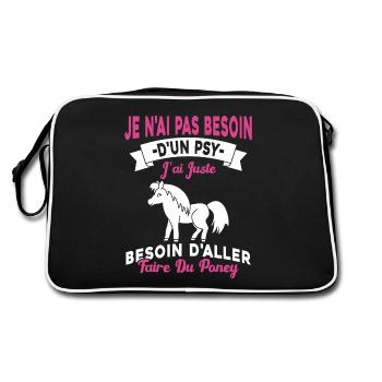 cadeau cheval poney besoin d'aller faire du poney - Sac Retro - noir/blanc - Dos