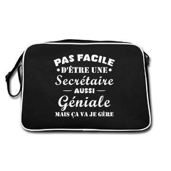 Secrétaire géniale cadeau drôle secrétaire - Sac Retro - noir/blanc - Dos
