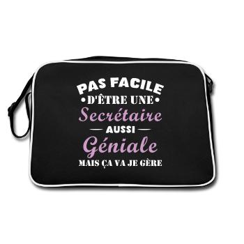 Secrétaire géniale cadeau drôle secrétaire - Sac Retro - noir/blanc - Dos