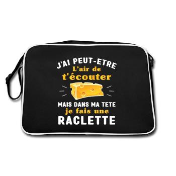 Dans ma tête raclette humour raclette homme femme - Sac Retro - noir/blanc - Dos