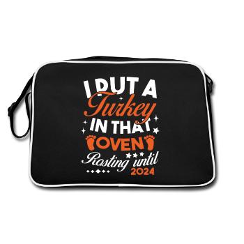 Ich stecke einen Truthahn in den Ofen 2024 - Retro Tasche - Schwarz/Weiß - Hinten