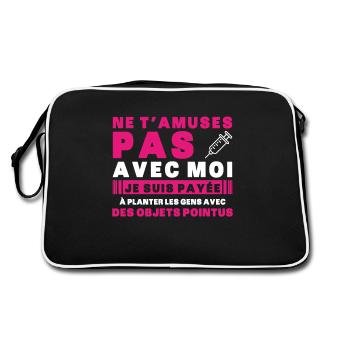 Krankenschwester Humor Geschenkidee Bluttest - Retro Tasche - Schwarz/Weiß - Hinten