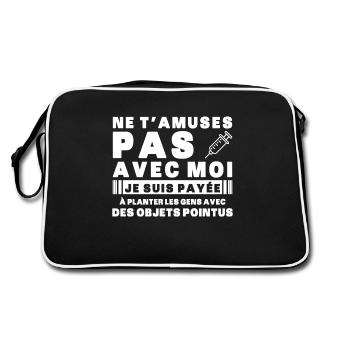 Krankenschwester Humor Geschenkidee Bluttest - Retro Tasche - Schwarz/Weiß - Hinten